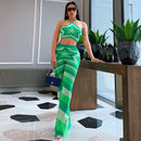 Sexy Halter Off Shoulder Crop Top with Flare Pants3