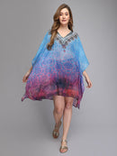 Blue & pink printed kaftan