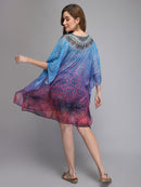 Blue & pink printed kaftan3