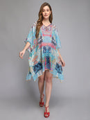 Skyblue Printed Multicolor Kaftan