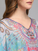 Skyblue Printed Multicolor Kaftan3