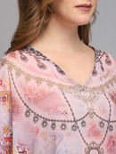 Multicolor Aztec printed Pinkish polyester kaftan3