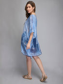 Skyblue Floral Printed Polyester Kaftan2