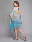 Blue Printed Polyester Kaftan2