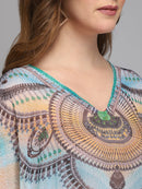 Blue Printed Polyester Kaftan4