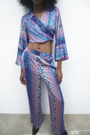 Long Sleeve Cropped Blouse And High Waist Trousers4