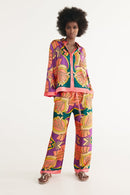 Long-Sleeved Lapel Shirt & High-Waist Trousers