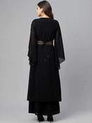 Black & Golden Embellished Long Dress1