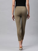 Women Olive Green Cropped Jegging3