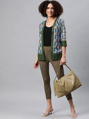 Women Olive Green Cropped Jegging5