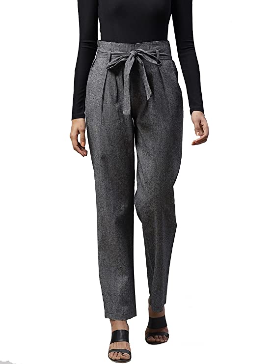 Charcoal Grey Straight Fit With Belt