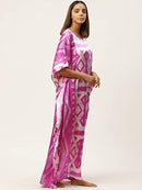 Purple & White Block Print Kaftan Maxi Nightdress3