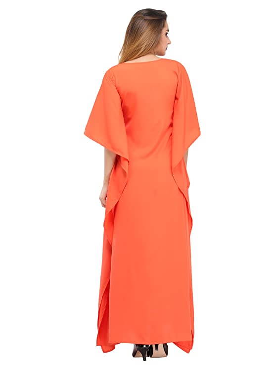 Orange Maxi Poly Crepe Dress3