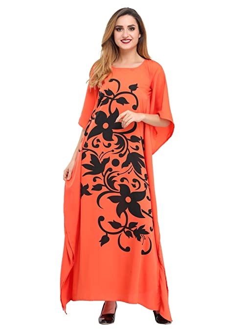 Orange Maxi Poly Crepe Dress