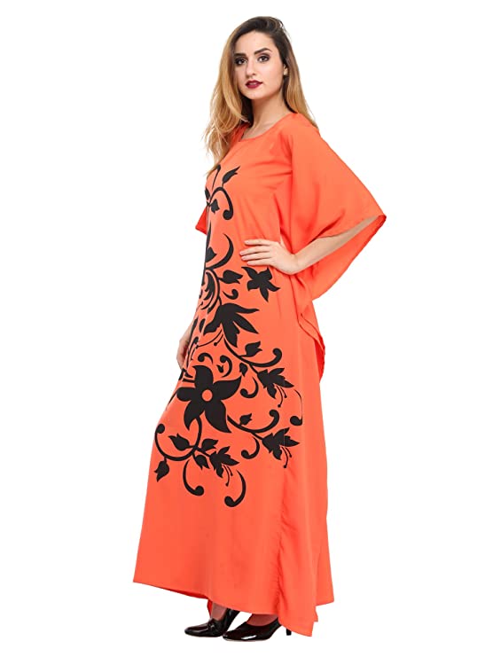 Orange Maxi Poly Crepe Dress2