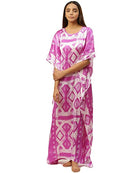 Purple & White Block Print Kaftan Maxi Nightdress