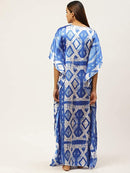 Blue & White Block Print Kaftan Maxi Nightdress2