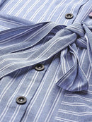 Women Blue & White Striped Pure Cotton Shirt Dress1