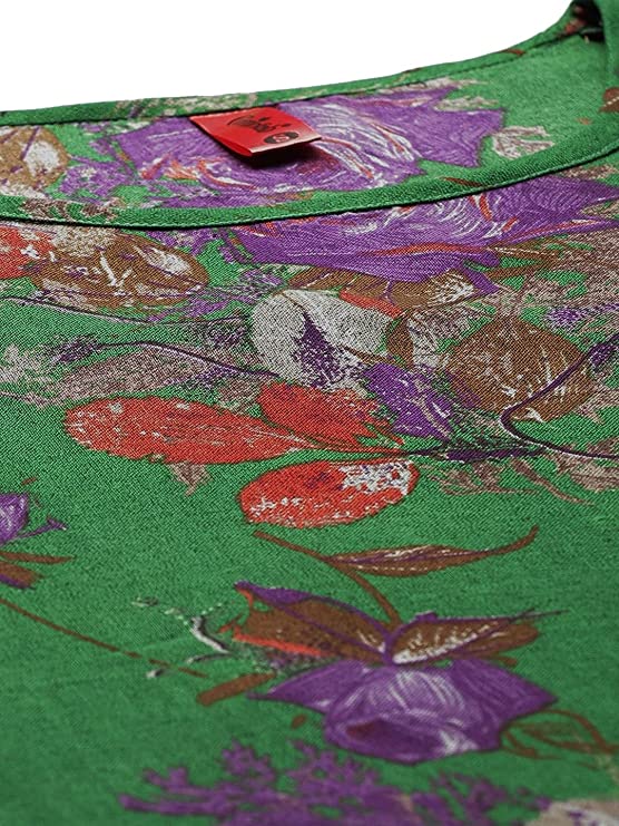 Green & Purple Printed Kimono Maxi Nightdress1