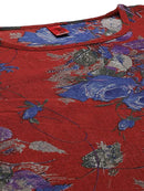 Maroon & Blue Printed Kimono Maxi Nightdress1