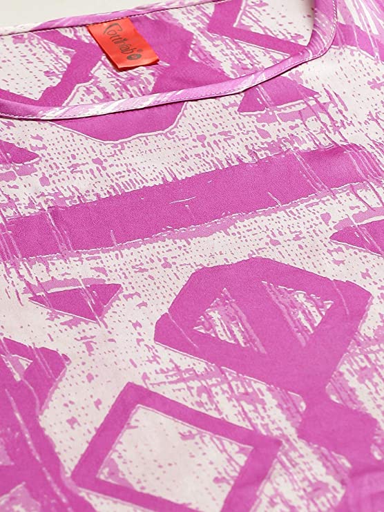Purple & White Block Print Kaftan Maxi Nightdress1