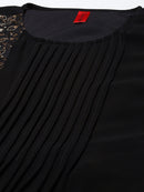 Black Ethnic Motifs Sequined A-Line Maxi Dress with Bell2