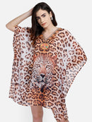 Tiger Print Polyester Kaftan