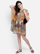 Multicolor Jacobean Printed Polyester Kaftan4