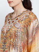 Multicolor Jacobean Printed Polyester Kaftan5