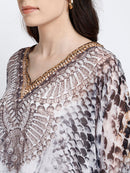 Reptilian Print Polyester Kaftan4