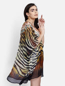 Multi-Color Zebra Printed Polyester Kaftan1