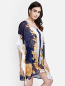 White Floral printed polyester kaftan1