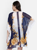 White Floral printed polyester kaftan2
