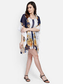 White Floral printed polyester kaftan3