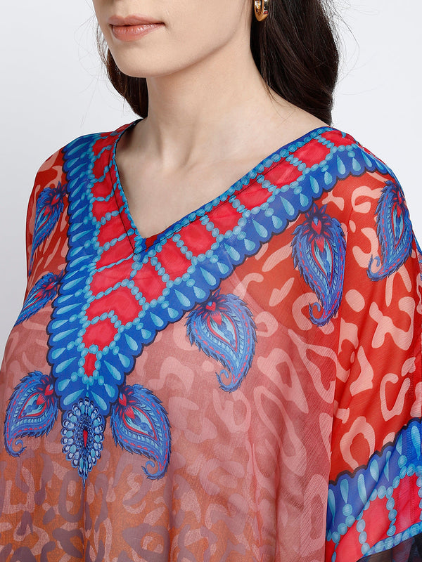 Multicolor Jaguar Printed Polyester Kaftan5