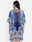 Blue Printed Polyester Kaftan2
