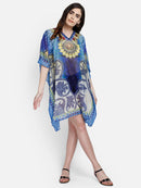 Blue Printed Polyester Kaftan3
