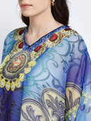 Blue Printed Polyester Kaftan4