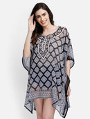 Black & White Printed Polyester Kaftan