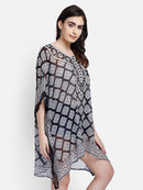 Black & White Printed Polyester Kaftan1