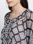 Black & White Printed Polyester Kaftan4