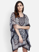Black & White Printed Polyester Kaftan