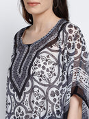 Black & White Printed Polyester Kaftan4