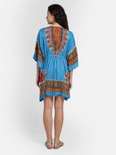 Sky-Blue African Pattern Printed Free Size Kaftan2