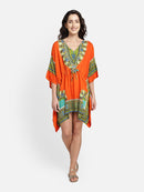 Orange Printed Free Size Kaftan