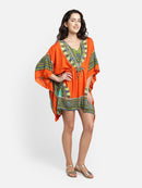 Orange Printed Free Size Kaftan1