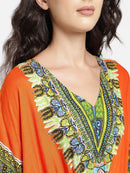 Orange Printed Free Size Kaftan3