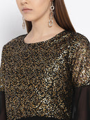 Black and Golden Sequined Maxi Dress1