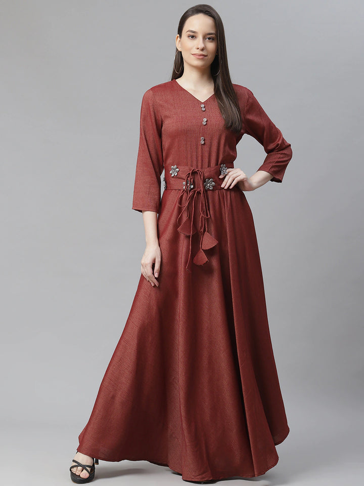 Maroon Ethnic Maxi Dress