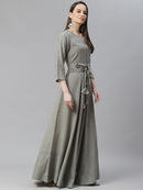 Olive Green Ethnic Maxi Dress3